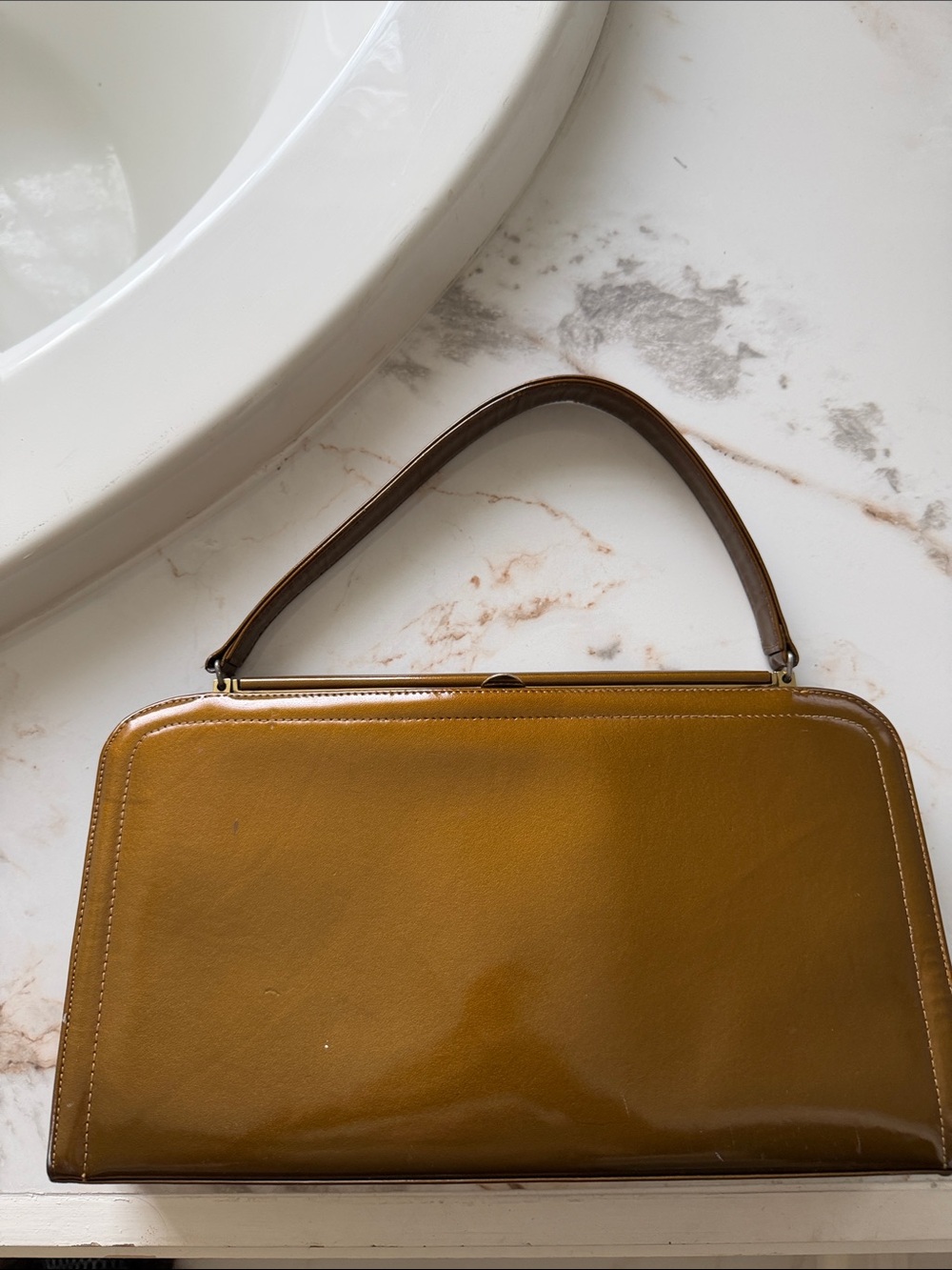 VINTAGE RARE Classic Women's Top-Handle Bag in Mustard Brown